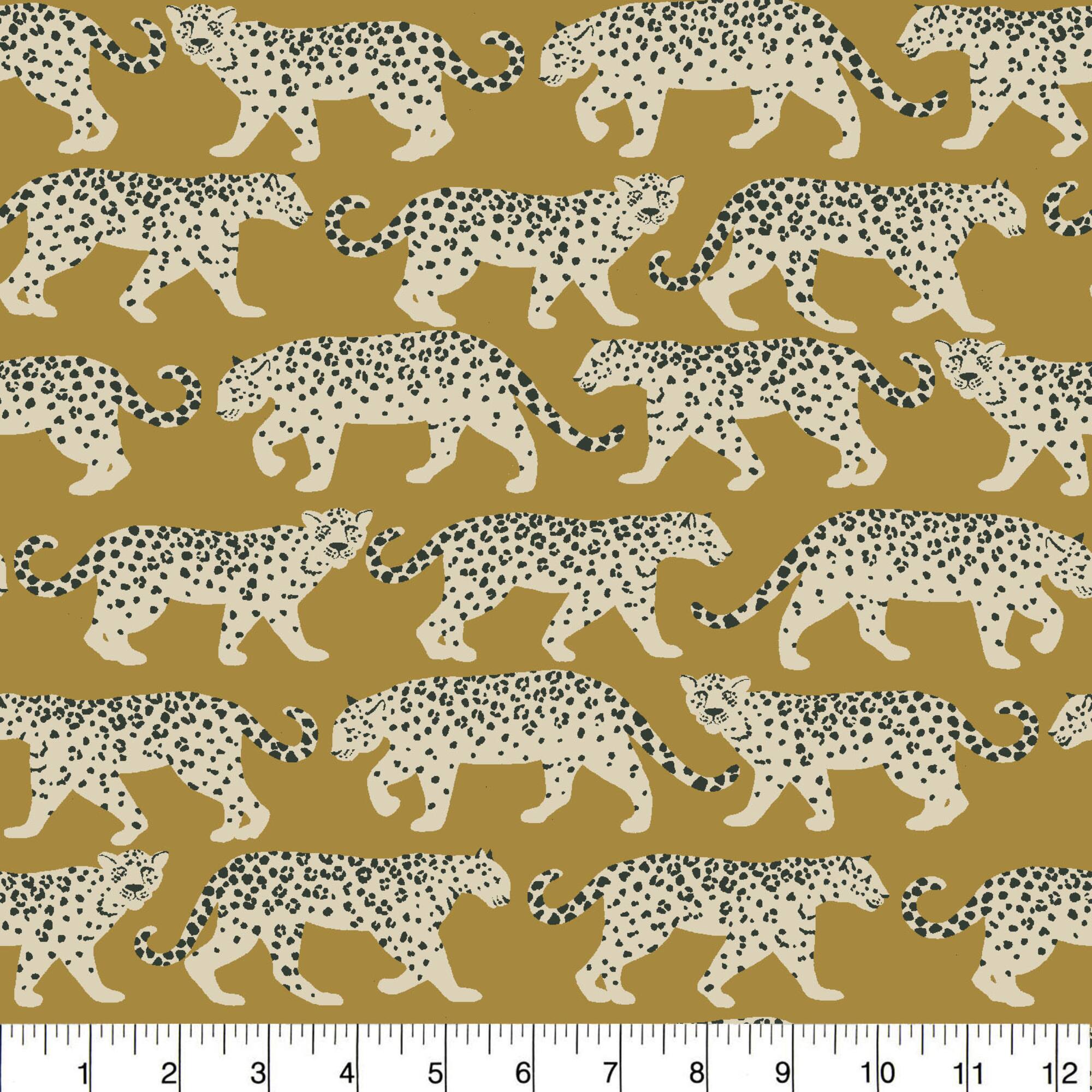 Pkl Studio Gold Cheetah Walk Cotton Home Décor Fabric